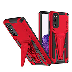 Funda Bumper Silicona y Plastico Mate Carcasa con Soporte MQ1 para Samsung Galaxy S20 5G Rojo