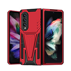 Funda Bumper Silicona y Plastico Mate Carcasa con Soporte MQ1 para Samsung Galaxy Z Fold3 5G Rojo