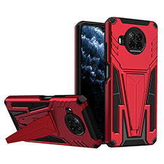 Funda Bumper Silicona y Plastico Mate Carcasa con Soporte MQ1 para Xiaomi Mi 10T Lite 5G Rojo