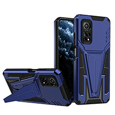 Funda Bumper Silicona y Plastico Mate Carcasa con Soporte MQ1 para Xiaomi Mi 10T Pro 5G Azul