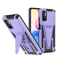 Funda Bumper Silicona y Plastico Mate Carcasa con Soporte MQ1 para Xiaomi POCO M3 Pro 5G Morado