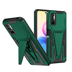 Funda Bumper Silicona y Plastico Mate Carcasa con Soporte MQ1 para Xiaomi POCO M3 Pro 5G Verde