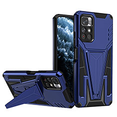 Funda Bumper Silicona y Plastico Mate Carcasa con Soporte MQ1 para Xiaomi Poco M4 Pro 5G Azul