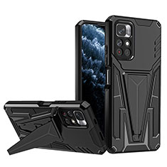 Funda Bumper Silicona y Plastico Mate Carcasa con Soporte MQ1 para Xiaomi Poco M4 Pro 5G Negro