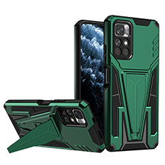 Funda Bumper Silicona y Plastico Mate Carcasa con Soporte MQ1 para Xiaomi Poco M4 Pro 5G Verde