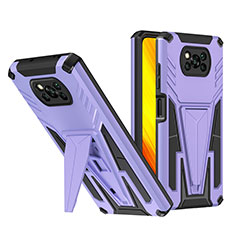 Funda Bumper Silicona y Plastico Mate Carcasa con Soporte MQ1 para Xiaomi Poco X3 Morado