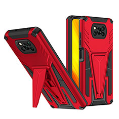 Funda Bumper Silicona y Plastico Mate Carcasa con Soporte MQ1 para Xiaomi Poco X3 Rojo