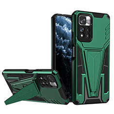 Funda Bumper Silicona y Plastico Mate Carcasa con Soporte MQ1 para Xiaomi Poco X4 NFC Verde