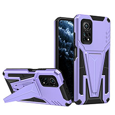 Funda Bumper Silicona y Plastico Mate Carcasa con Soporte MQ1 para Xiaomi Redmi K30S 5G Morado