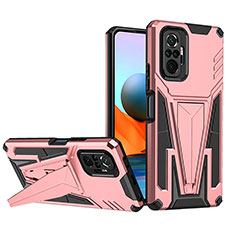 Funda Bumper Silicona y Plastico Mate Carcasa con Soporte MQ1 para Xiaomi Redmi Note 10 Pro Max Oro Rosa