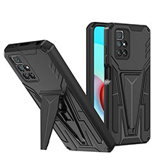 Funda Bumper Silicona y Plastico Mate Carcasa con Soporte MQ1 para Xiaomi Redmi Note 11 4G (2021) Negro