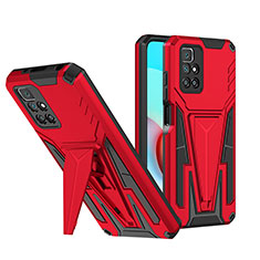 Funda Bumper Silicona y Plastico Mate Carcasa con Soporte MQ1 para Xiaomi Redmi Note 11 4G (2021) Rojo