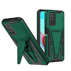 Funda Bumper Silicona y Plastico Mate Carcasa con Soporte MQ1 para Xiaomi Redmi Note 11 4G (2021) Verde