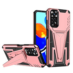 Funda Bumper Silicona y Plastico Mate Carcasa con Soporte MQ1 para Xiaomi Redmi Note 11 4G (2022) Oro Rosa