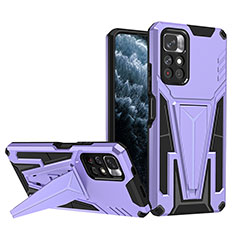 Funda Bumper Silicona y Plastico Mate Carcasa con Soporte MQ1 para Xiaomi Redmi Note 11 5G Morado