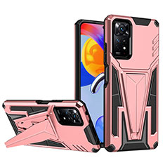 Funda Bumper Silicona y Plastico Mate Carcasa con Soporte MQ1 para Xiaomi Redmi Note 11 Pro 4G Oro Rosa