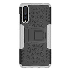 Funda Bumper Silicona y Plastico Mate Carcasa con Soporte P02 para Huawei P20 Pro Blanco