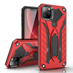 Funda Bumper Silicona y Plastico Mate Carcasa con Soporte para Apple iPhone 11 Pro Max Rojo