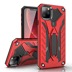 Funda Bumper Silicona y Plastico Mate Carcasa con Soporte para Apple iPhone 11 Pro Rojo
