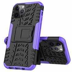 Funda Bumper Silicona y Plastico Mate Carcasa con Soporte para Apple iPhone 12 Pro Max Morado