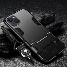 Funda Bumper Silicona y Plastico Mate Carcasa con Soporte para Apple iPhone 15 Plus Negro