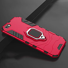 Funda Bumper Silicona y Plastico Mate Carcasa con Soporte para Apple iPhone 7 Rojo