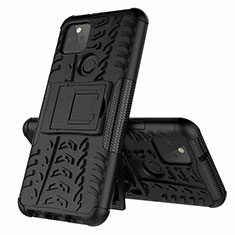 Funda Bumper Silicona y Plastico Mate Carcasa con Soporte para Google Pixel 5 Negro