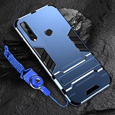 Funda Bumper Silicona y Plastico Mate Carcasa con Soporte para Huawei Enjoy 10 Plus Azul