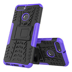 Funda Bumper Silicona y Plastico Mate Carcasa con Soporte para Huawei Enjoy 8 Plus Morado