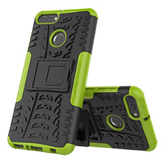 Funda Bumper Silicona y Plastico Mate Carcasa con Soporte para Huawei Enjoy 8 Plus Verde