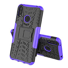 Funda Bumper Silicona y Plastico Mate Carcasa con Soporte para Huawei Enjoy 9 Morado