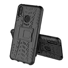 Funda Bumper Silicona y Plastico Mate Carcasa con Soporte para Huawei Enjoy 9 Negro