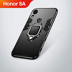 Funda Bumper Silicona y Plastico Mate Carcasa con Soporte para Huawei Honor 8A Negro