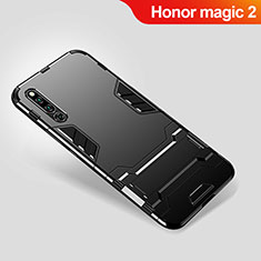 Funda Bumper Silicona y Plastico Mate Carcasa con Soporte para Huawei Honor Magic 2 Negro