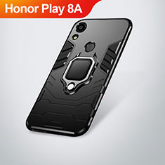 Funda Bumper Silicona y Plastico Mate Carcasa con Soporte para Huawei Honor Play 8A Negro