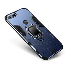 Funda Bumper Silicona y Plastico Mate Carcasa con Soporte para Huawei Honor View 20 Azul