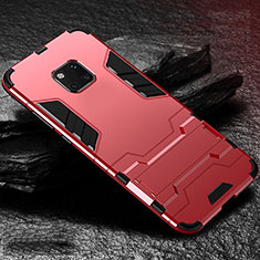 Funda Bumper Silicona y Plastico Mate Carcasa con Soporte para Huawei Mate 20 Pro Rojo