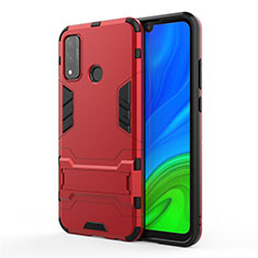 Funda Bumper Silicona y Plastico Mate Carcasa con Soporte para Huawei P Smart (2020) Rojo
