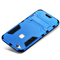 Funda Bumper Silicona y Plastico Mate Carcasa con Soporte para Huawei P10 Lite Azul