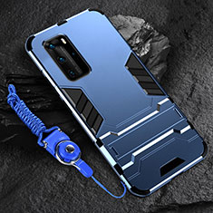 Funda Bumper Silicona y Plastico Mate Carcasa con Soporte para Huawei P40 Pro Azul
