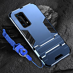 Funda Bumper Silicona y Plastico Mate Carcasa con Soporte para Huawei P40 Pro+ Plus Azul