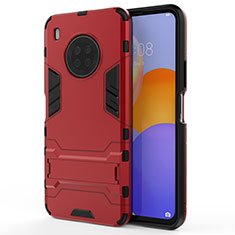 Funda Bumper Silicona y Plastico Mate Carcasa con Soporte para Huawei Y9a Rojo