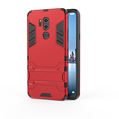 Funda Bumper Silicona y Plastico Mate Carcasa con Soporte para LG G7 Rojo
