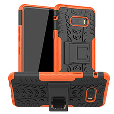 Funda Bumper Silicona y Plastico Mate Carcasa con Soporte para LG G8X ThinQ Naranja