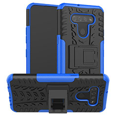 Funda Bumper Silicona y Plastico Mate Carcasa con Soporte para LG K51 Azul