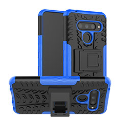 Funda Bumper Silicona y Plastico Mate Carcasa con Soporte para LG V50 ThinQ 5G Azul