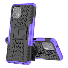 Funda Bumper Silicona y Plastico Mate Carcasa con Soporte para Motorola Moto Edge 20 Lite 5G Morado