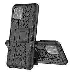 Funda Bumper Silicona y Plastico Mate Carcasa con Soporte para Motorola Moto Edge 20 Lite 5G Negro