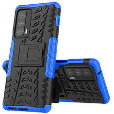 Funda Bumper Silicona y Plastico Mate Carcasa con Soporte para Motorola Moto Edge 20 Pro 5G Azul