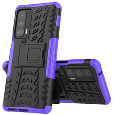 Funda Bumper Silicona y Plastico Mate Carcasa con Soporte para Motorola Moto Edge 20 Pro 5G Morado